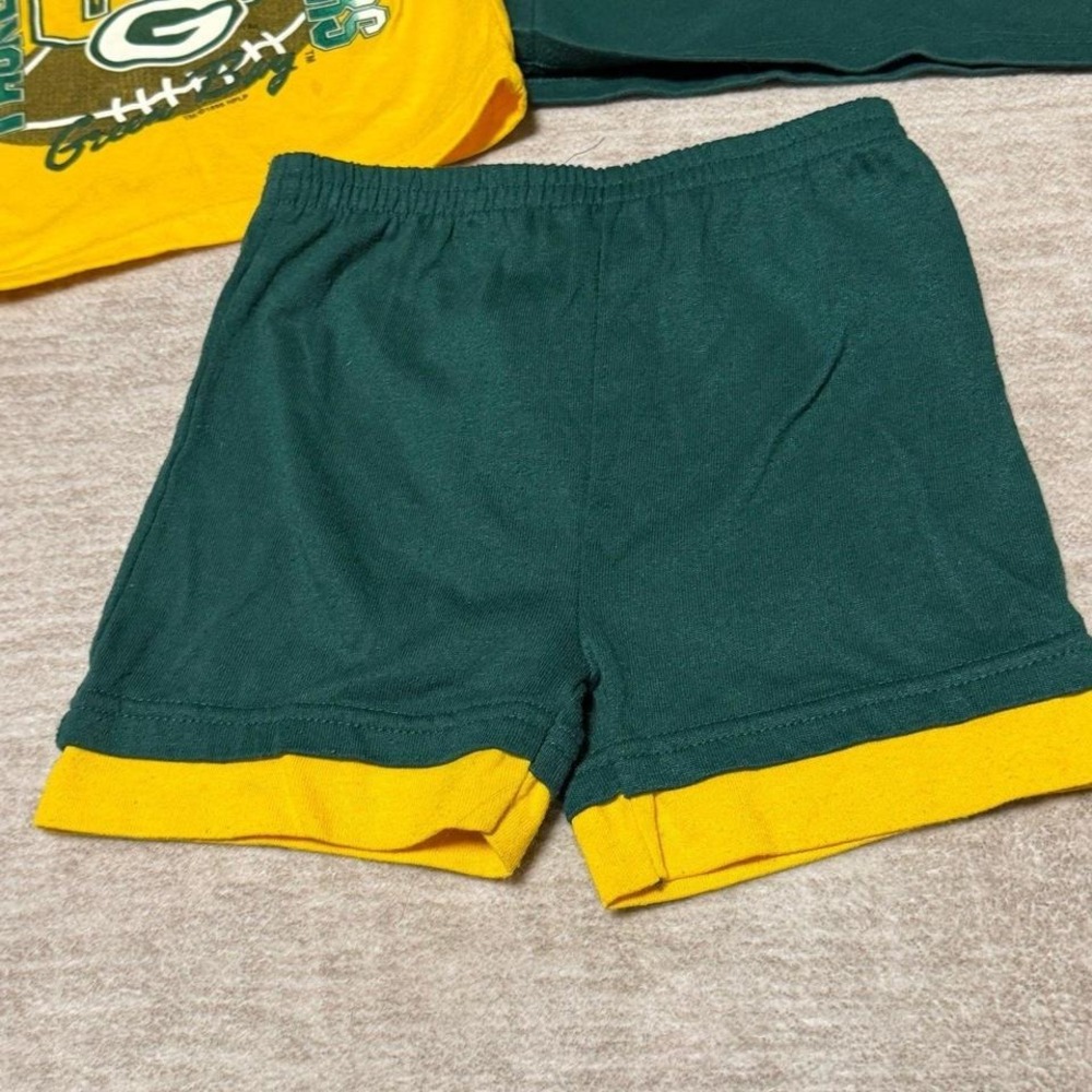 Vintage Green Bay Packers Toddler Outfit 24M NFL Shirt Shorts Set 1995 USA - Picture 2 of 7